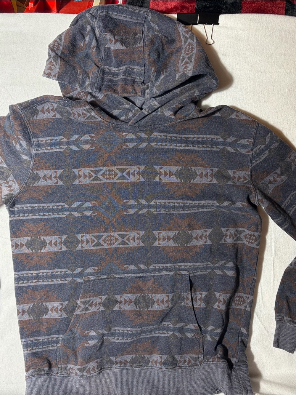 Ariat Boys' Blue and Brown Aztec Hooded Pullover